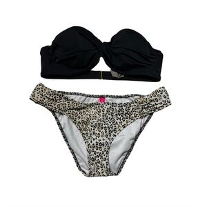 Victoria's Secret Black and Leopard Bikini Set